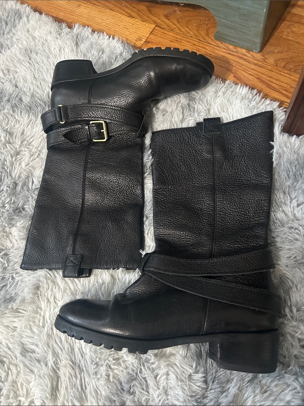 DVF Diane Von Furstenberg Black Leather Mid-Calf Women's Boots